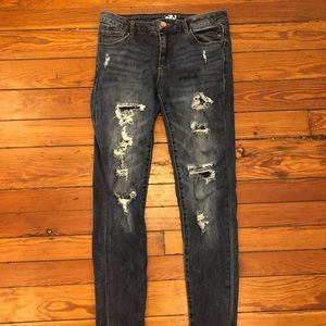Garage ripped dark wash jeans